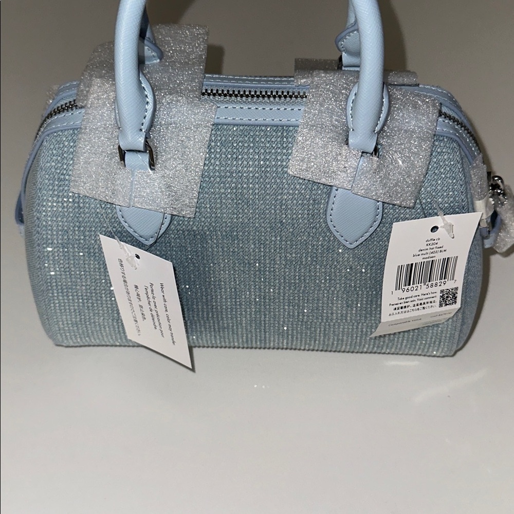 Kate Spade “Madison” Studded Denim Small Dolly Duffle Bag Purse Crossbody - Picture 7 of 8